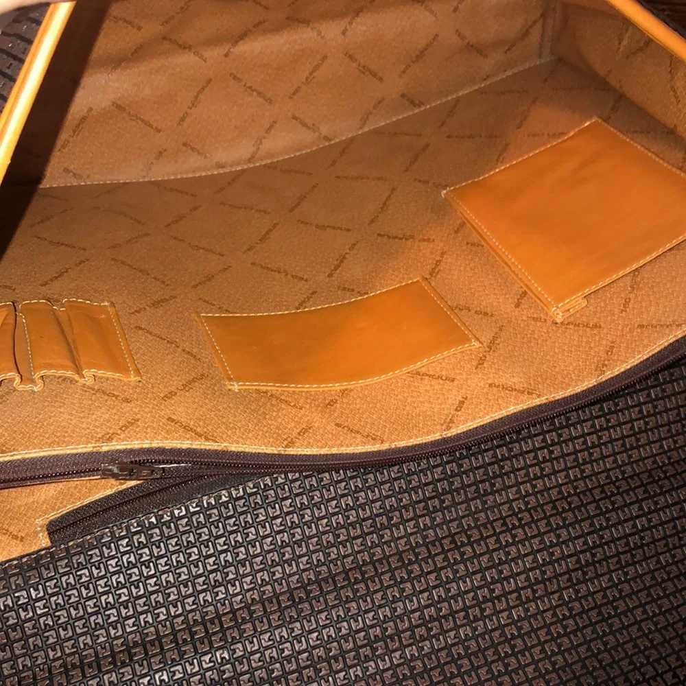 TED LAPIDUS Vachetta Leather and Embossed Vinyl Lockable Laptop Briefcase RARE